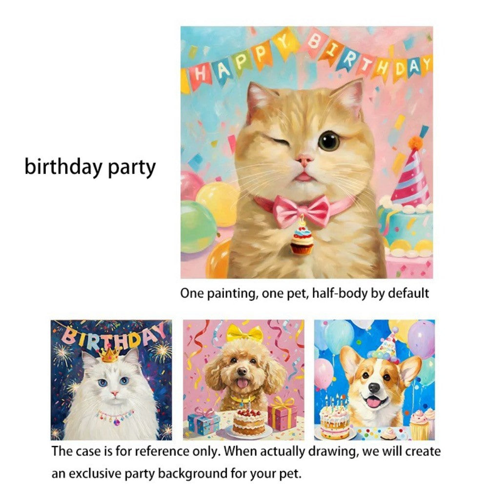 Custom Pet Portraits — Artistic paintings of cats and dogs drawn from your photos