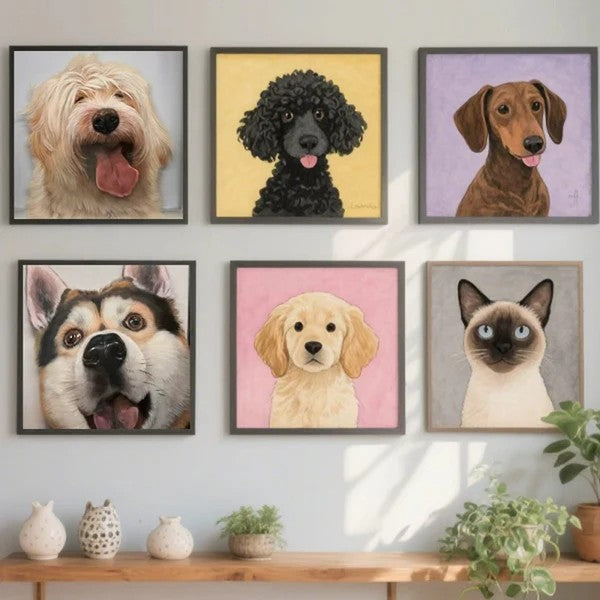 Custom Pet Portraits — Artistic paintings of cats and dogs drawn from your photos