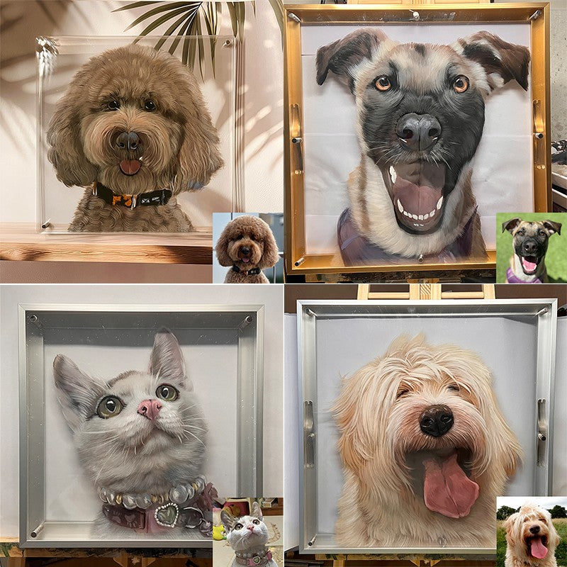 Custom Glass Pet Portrait -Hand-Painted
