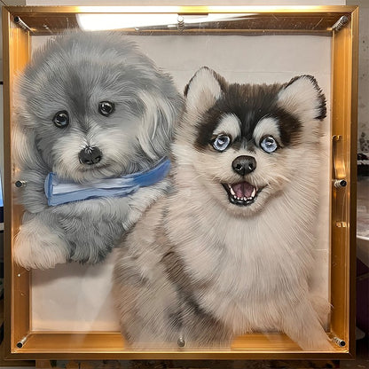 Custom Glass Pet Portrait -Hand-Painted